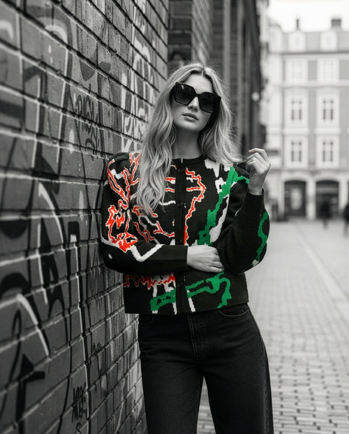 Barrel Sleeve Cardigan - Dark Green