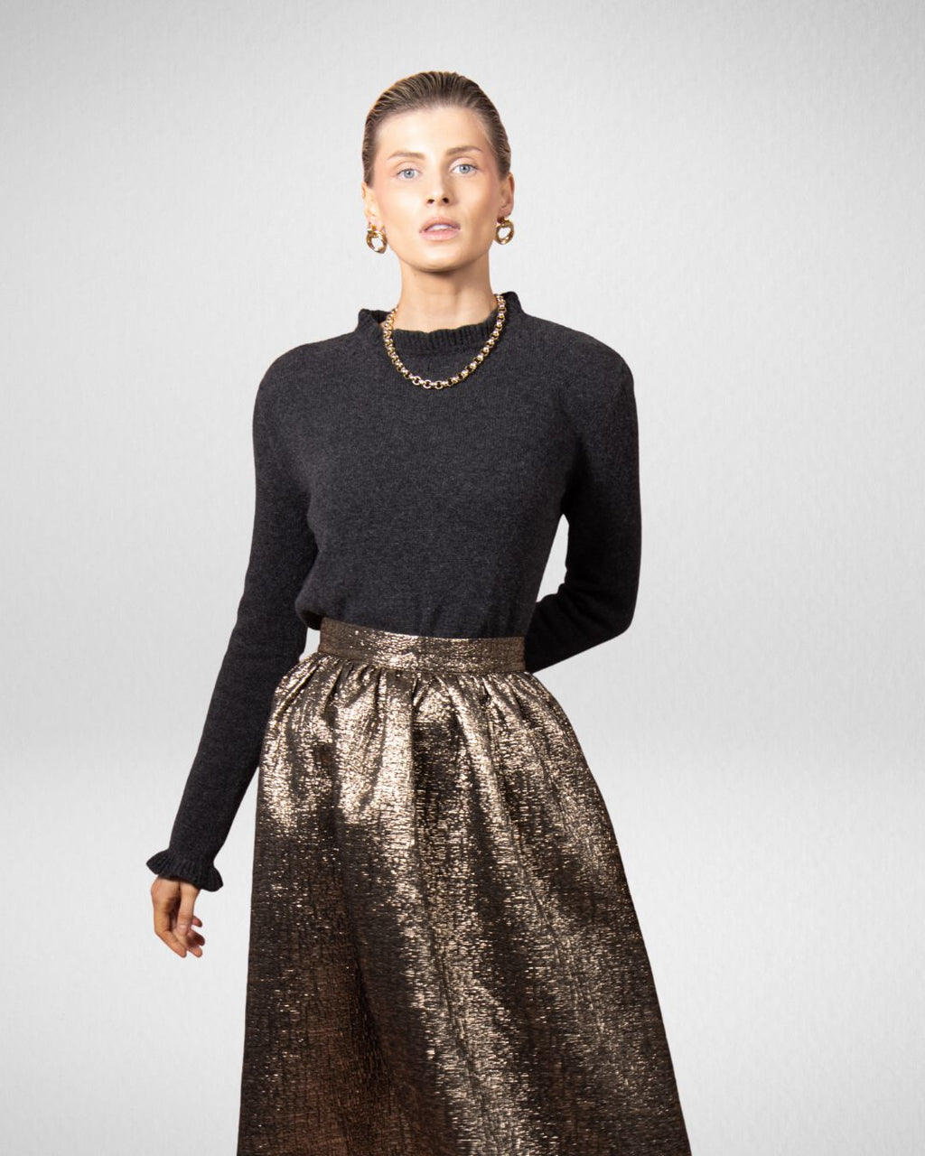 Charcoal Frill Sweater