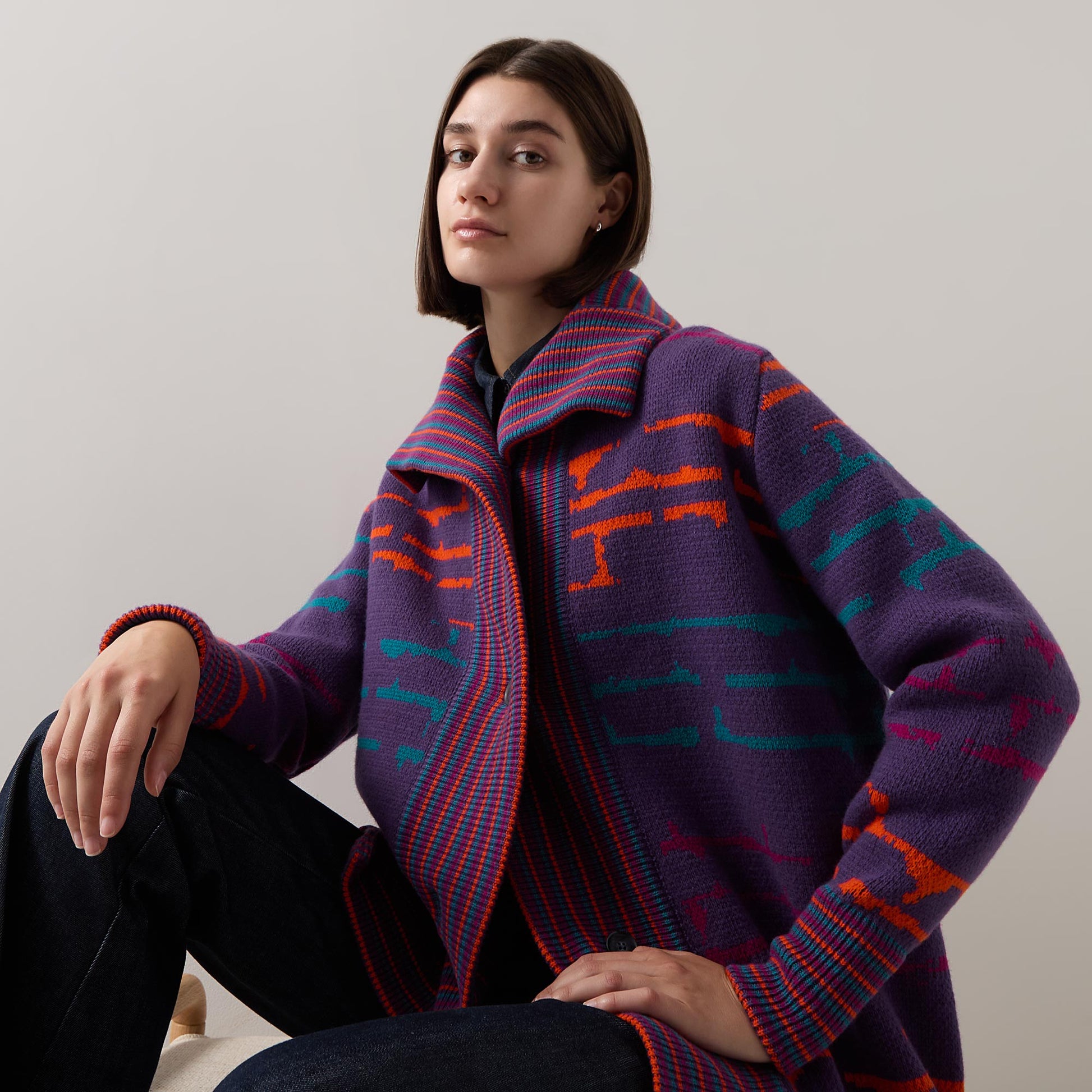 Graphic Long Bomber Purple