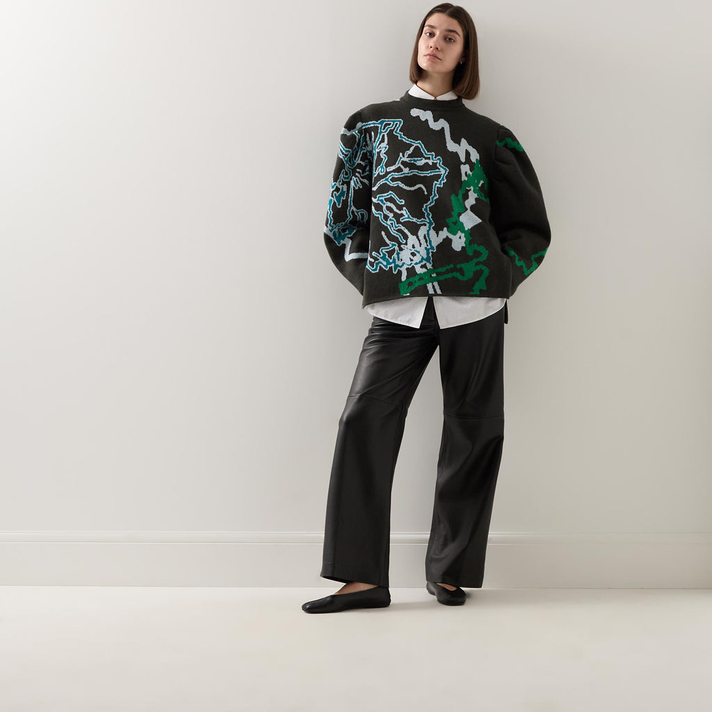 Graphic Barrel-Sleeve Sweater