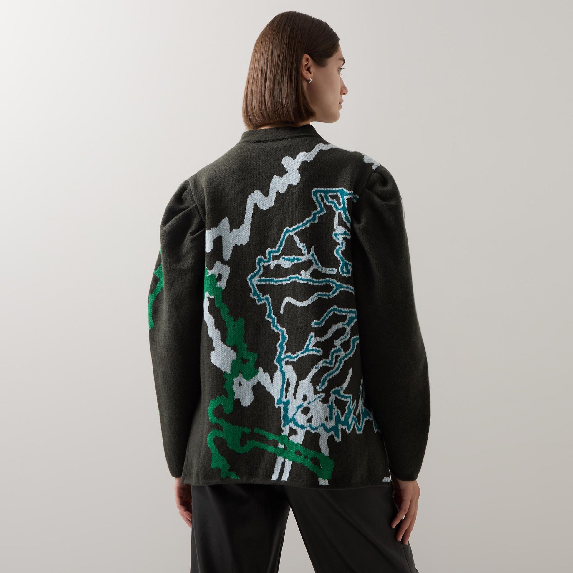 Graphic Barrel-Sleeve Sweater