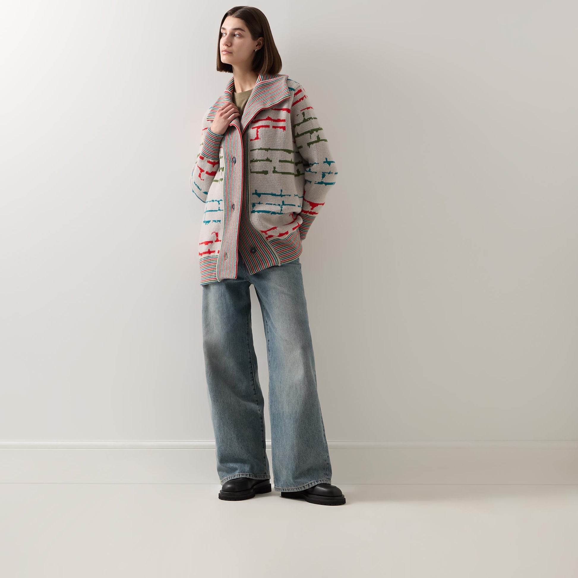 Graphic Long Bomber Pale Almond