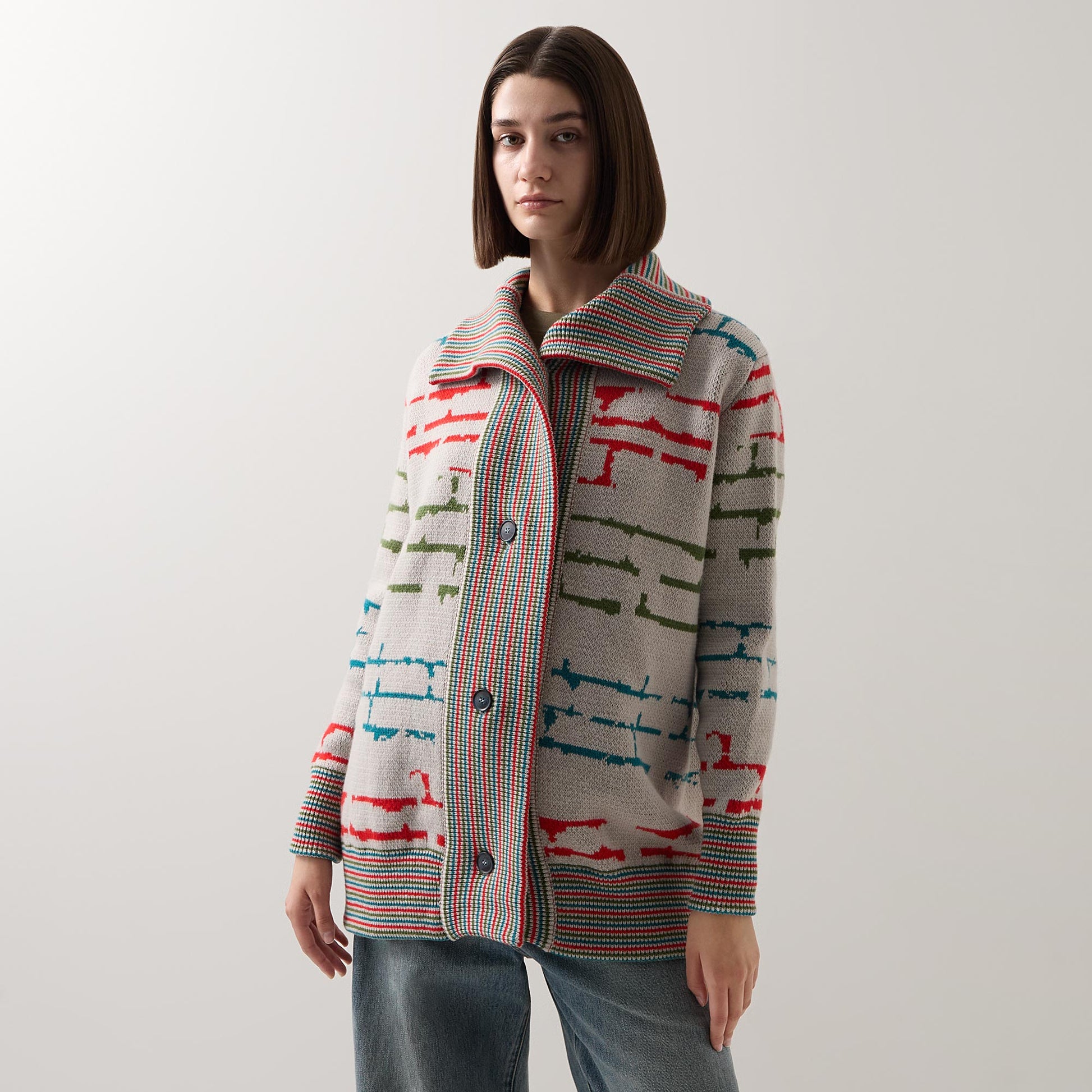 Graphic Long Bomber Pale Almond