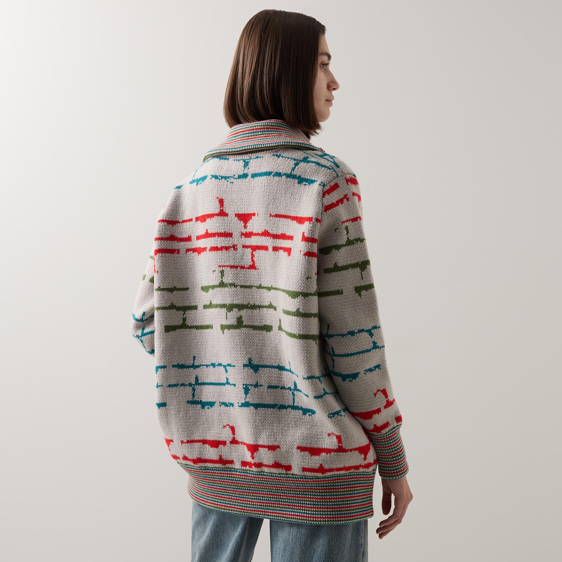 Graphic Long Bomber Pale Almond