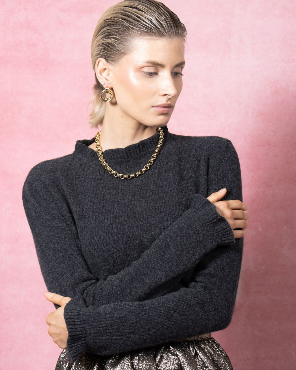 Charcoal Frill Sweater