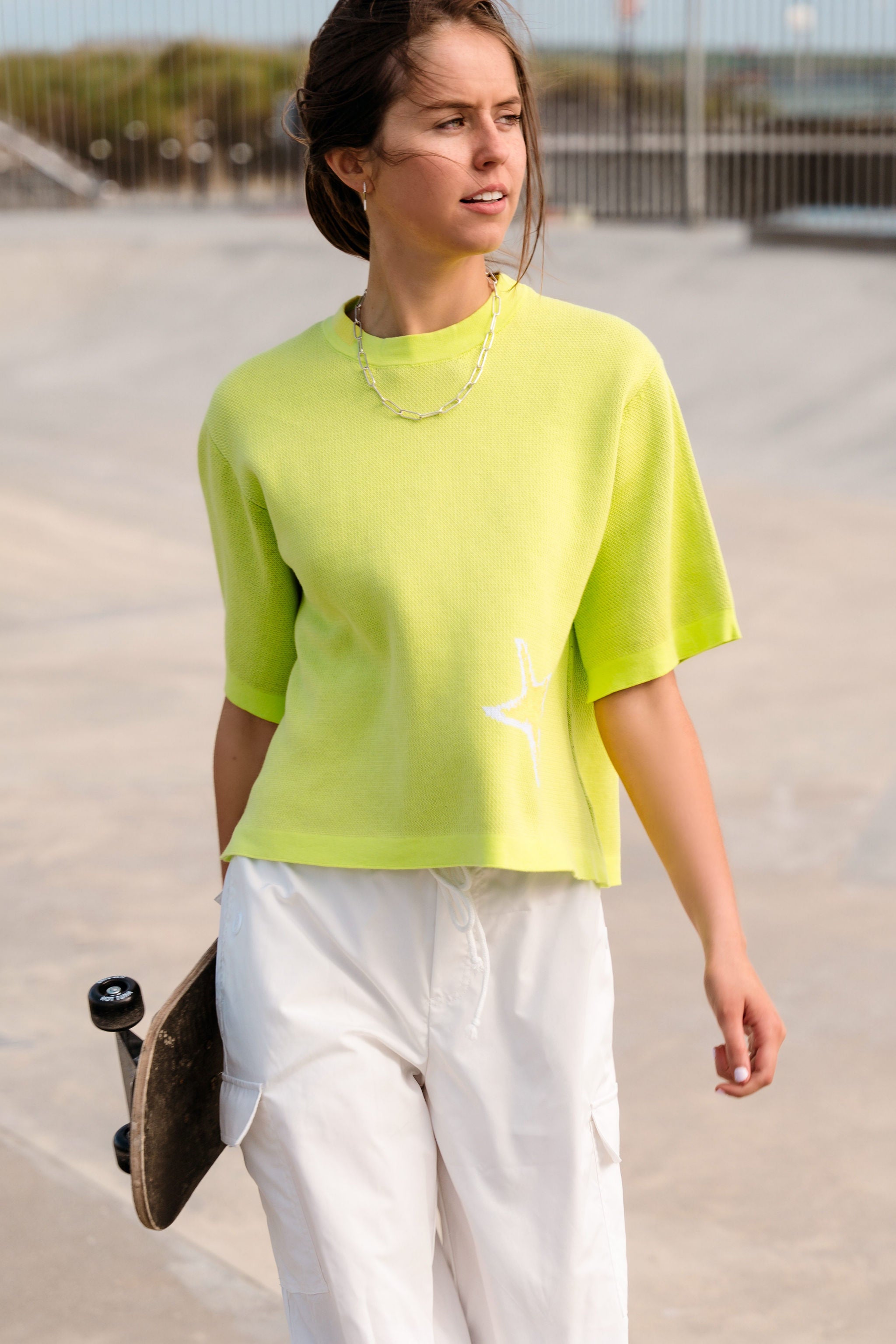 Starfish Short Sleeve Crew - Neon Lime