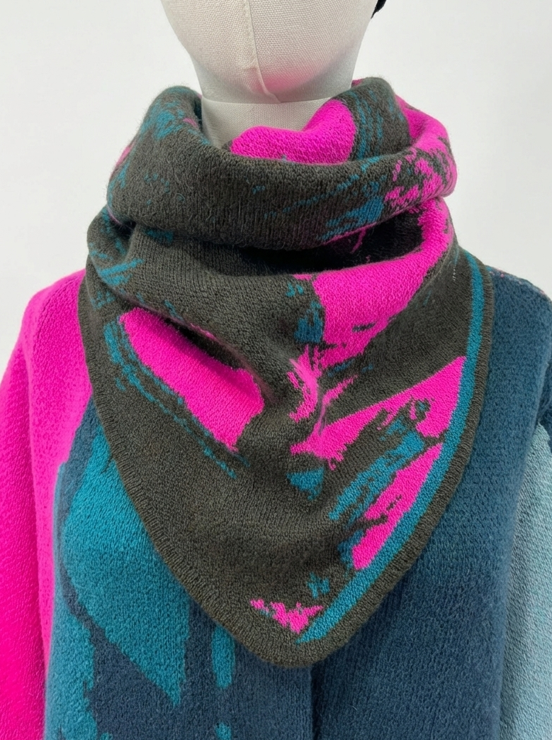Graphic Bandana Scarf Forest green and Magenta