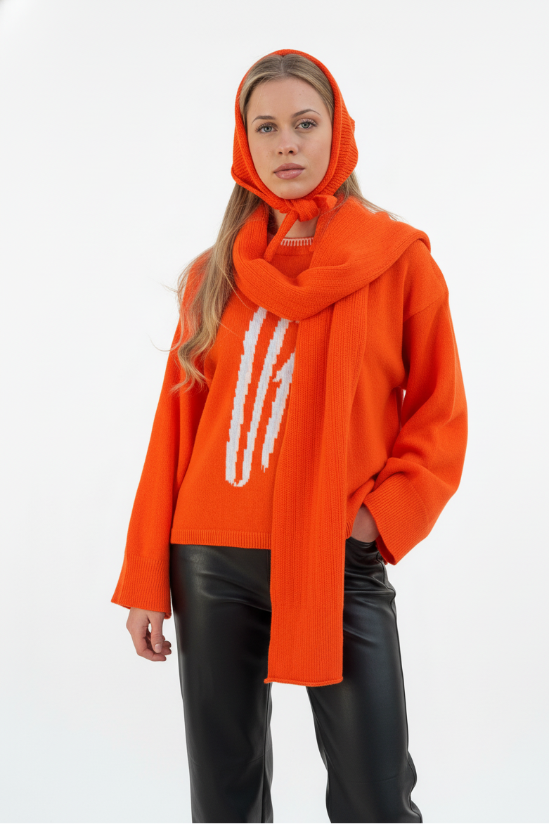 Handloomed Scarf - Tangerine