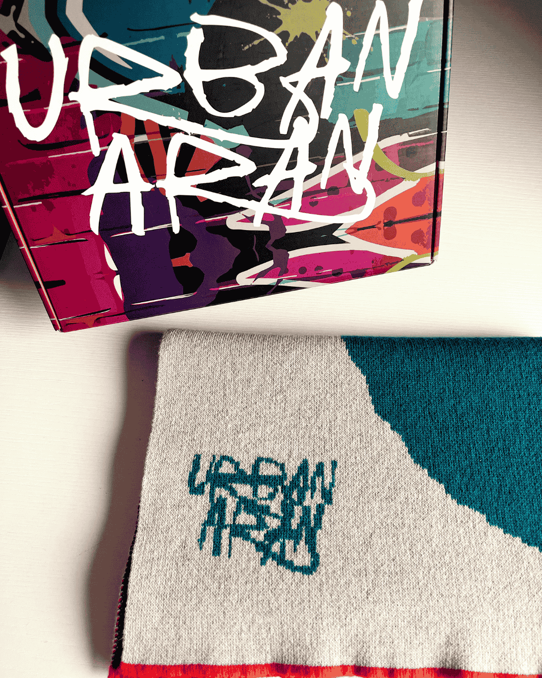 Graffiti Scarf - Ice, Blue and Tangerine