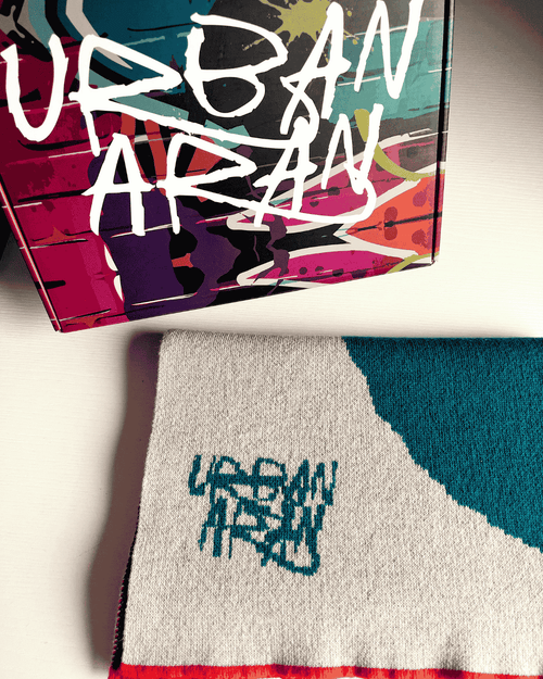 Graffiti Scarf - Ice, Blue and Tangerine