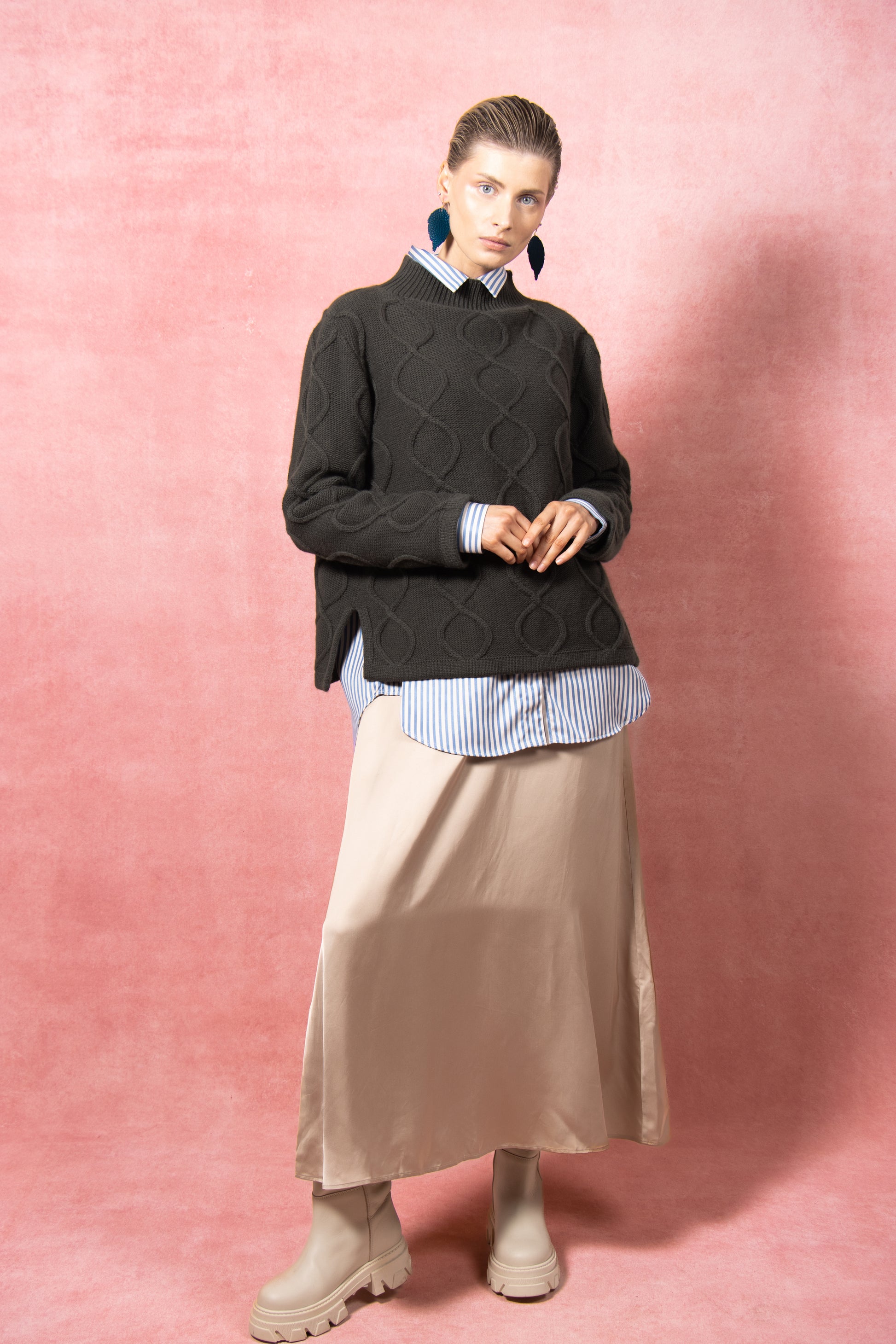 Loop Knit Sweater Forest Green