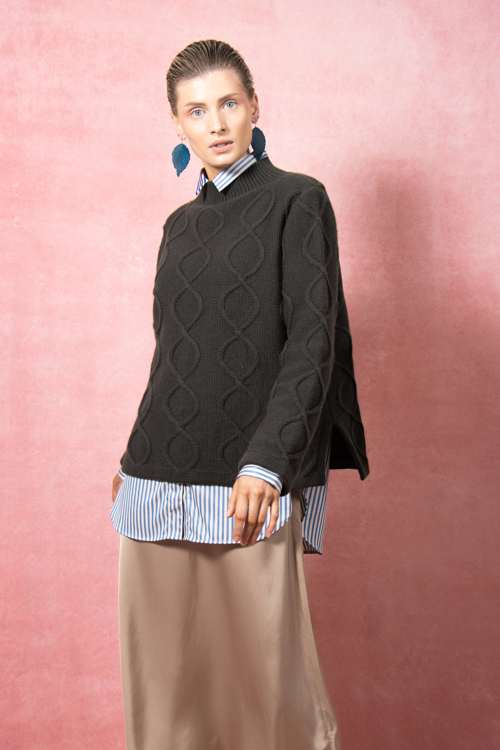 Loop Knit Sweater Forest Green