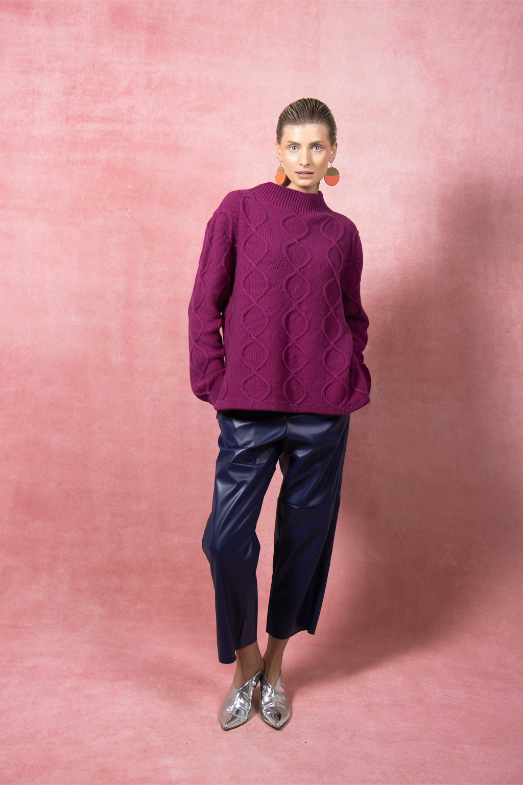 Loop Knit Sweater Raspberry Pink