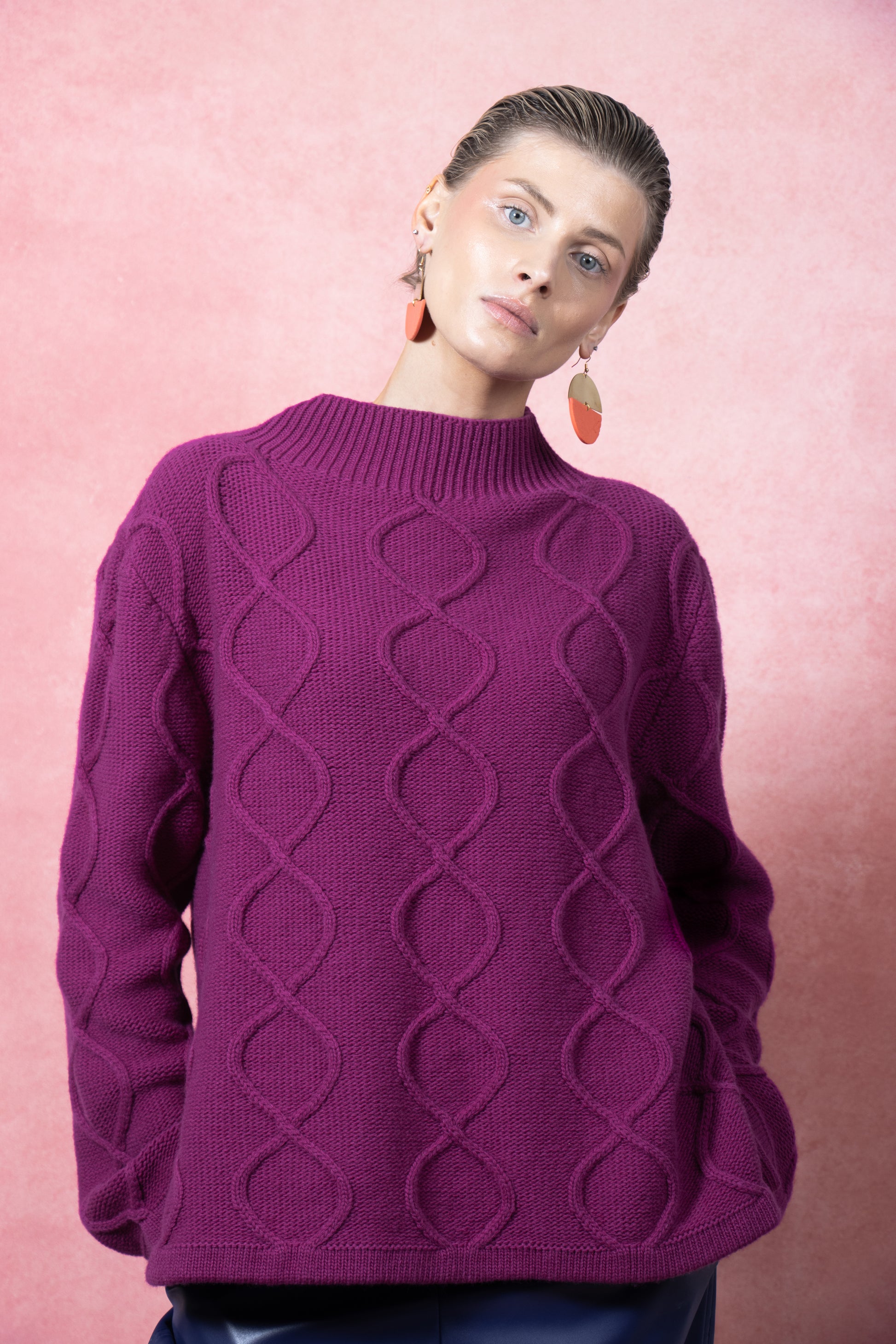 Loop Knit Sweater Raspberry Pink
