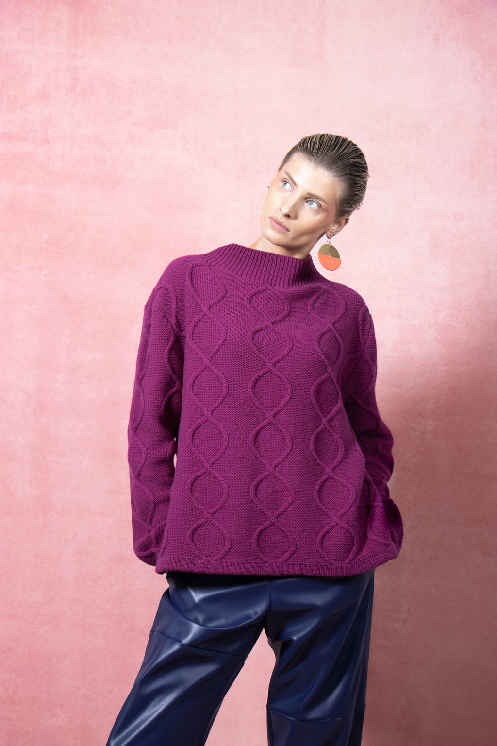 Loop Knit Sweater Raspberry Pink