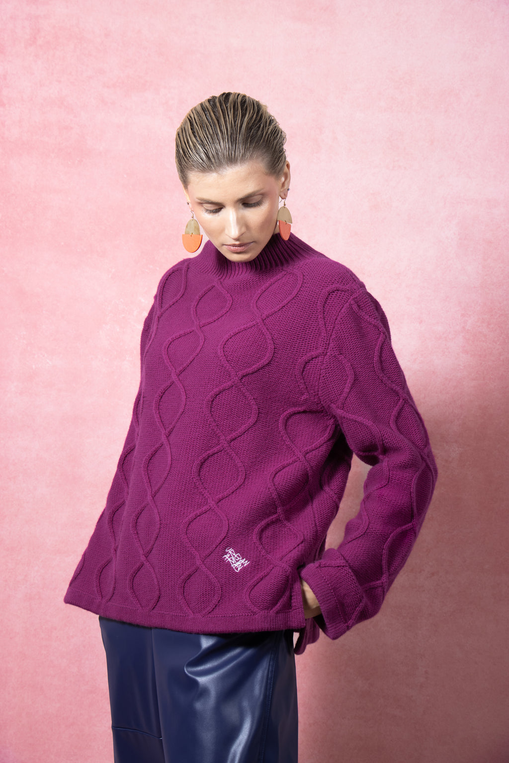 Loop Knit Sweater Raspberry Pink