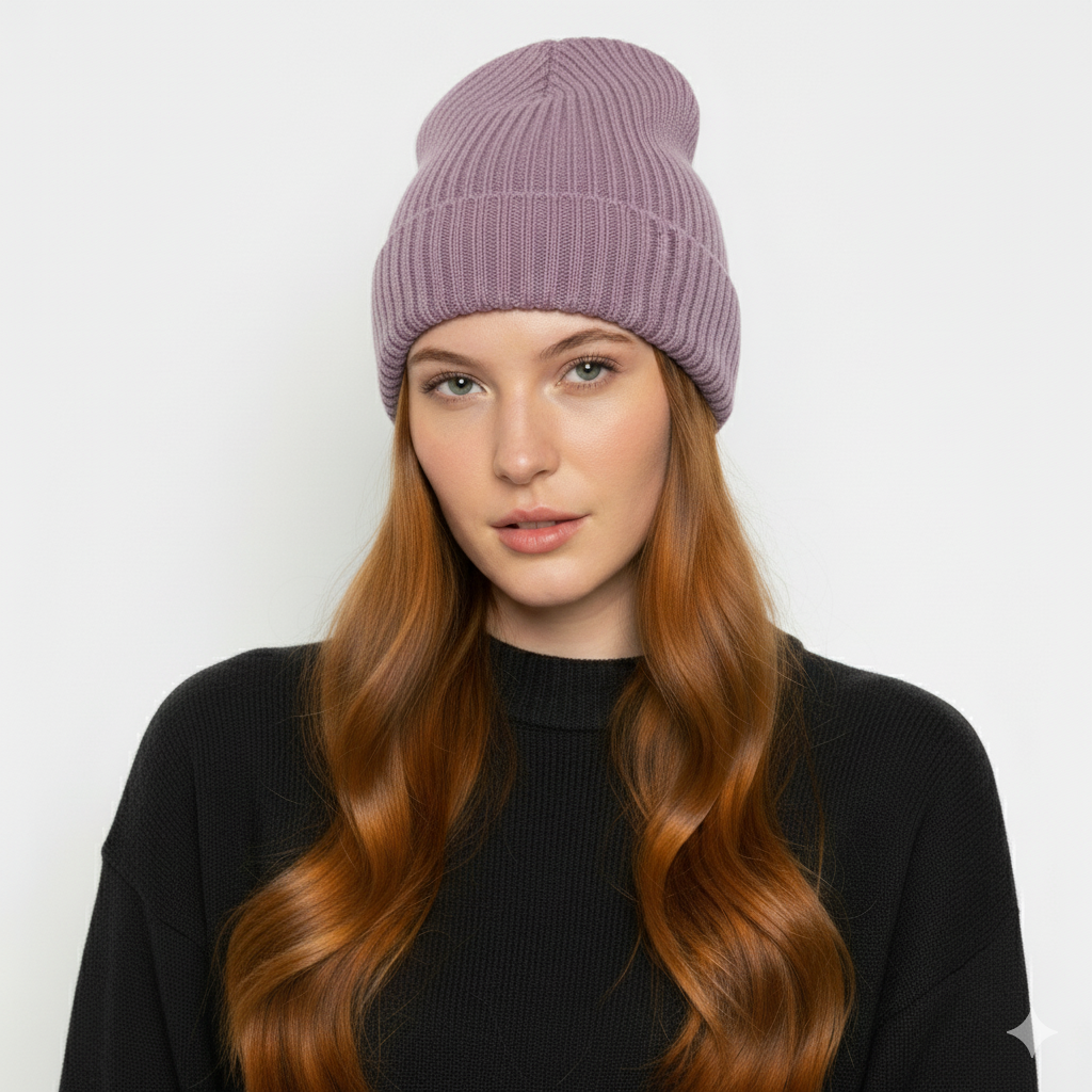 Merino Wool Beanie Liliac
