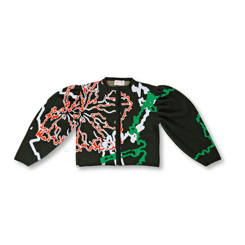 Barrel Sleeve Cardigan - Dark Green