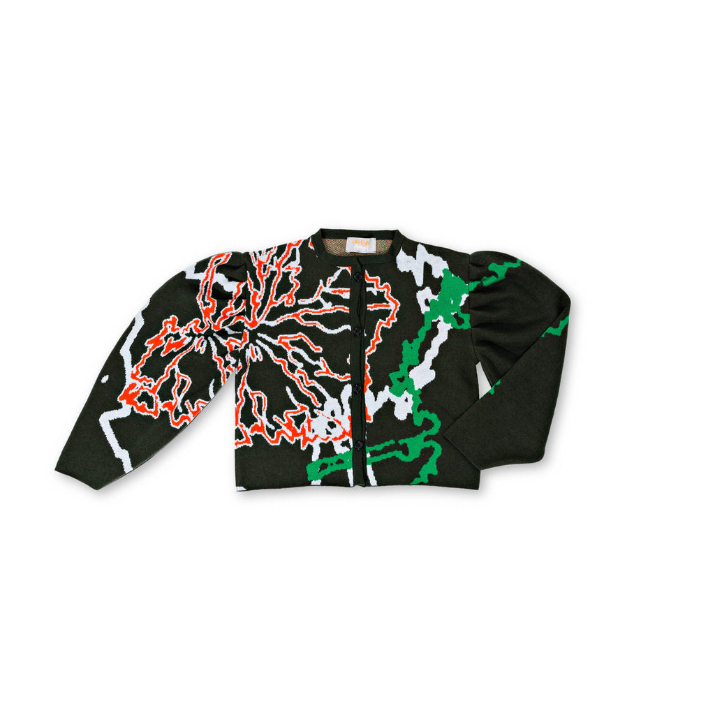 Rugby-Inspired Barrel Sleeve Cardigan