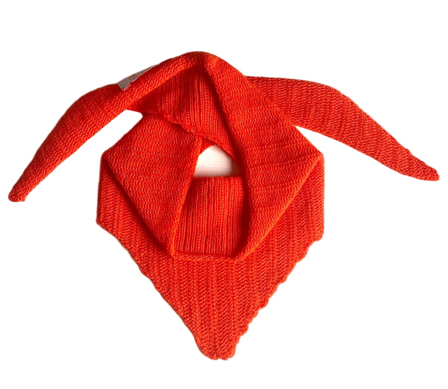 Red knitted scarf on a white background