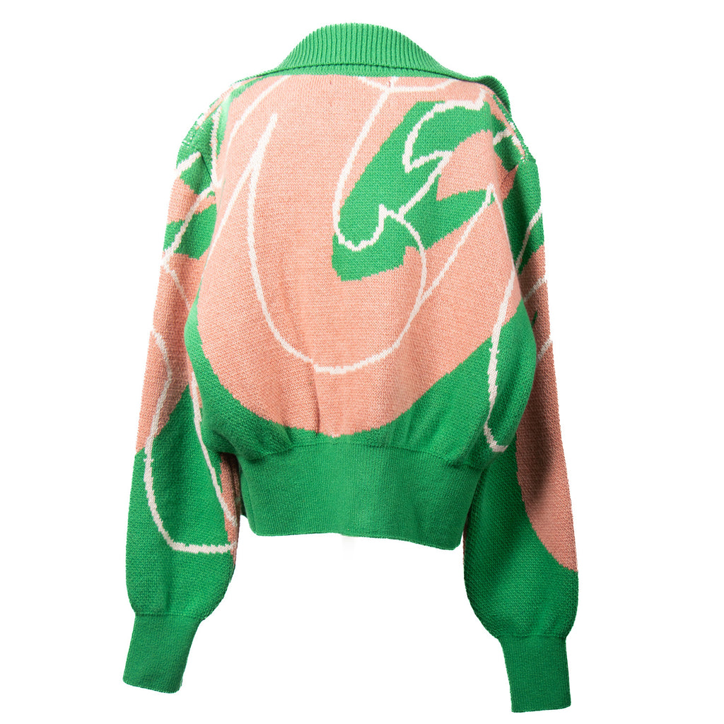The Aydah Emerald Green & Apricot Cropped Cardigan