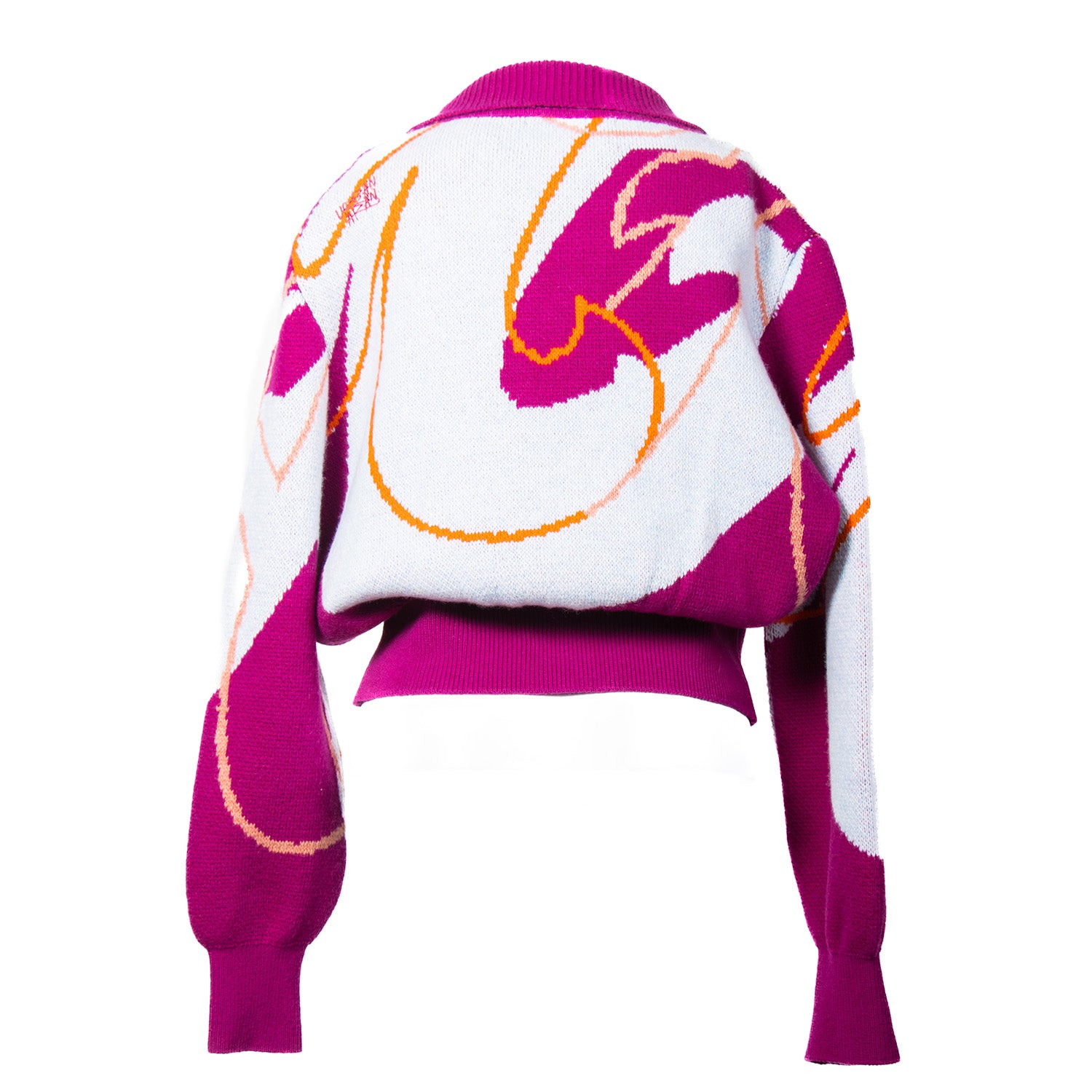 The Aydah Mid Blue & Raspberry - Cropped Cardigan