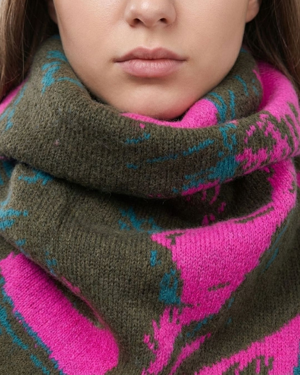 Graphic Bandana Scarf Forest green and Magenta