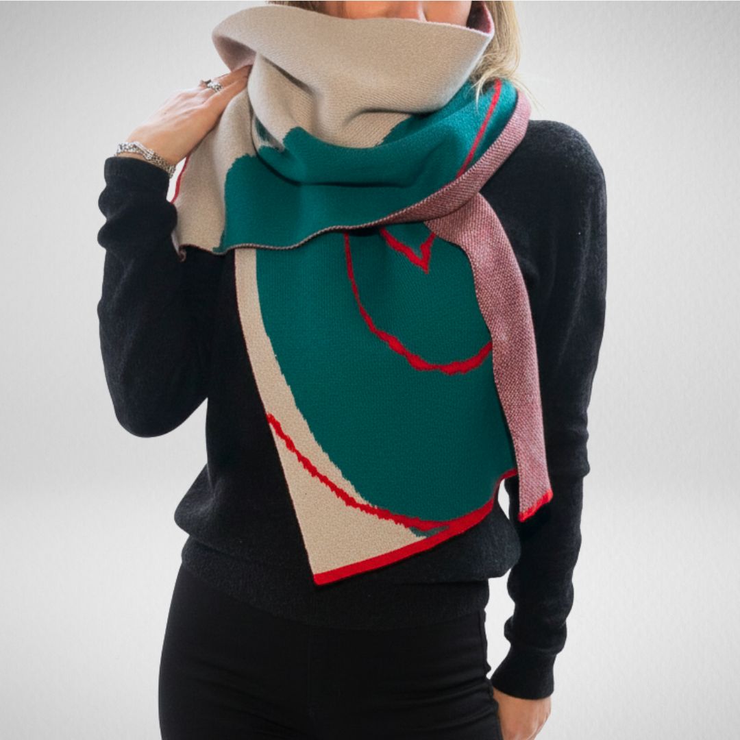 Graffiti Scarf - Ice, Blue and Tangerine