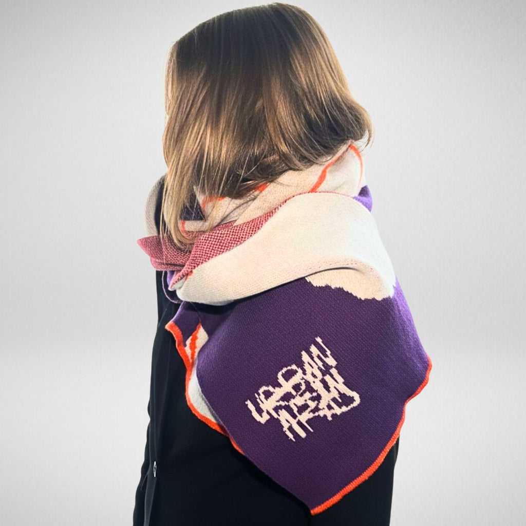 Graffiti Scarf - Purple and Tangerine