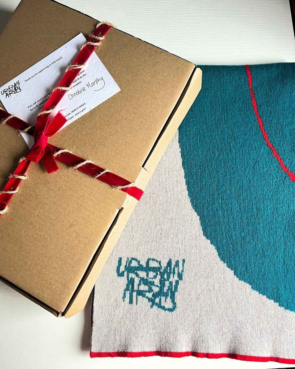 Graffiti Scarf - Ice, Blue and Tangerine