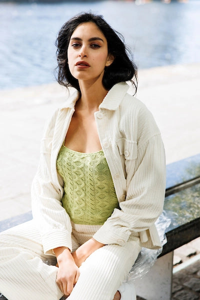 Haut en maille torsadée - Bordeaux profond, M/ML