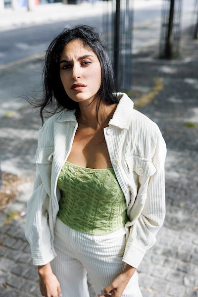 Haut en maille torsadée - Bordeaux profond, M/ML