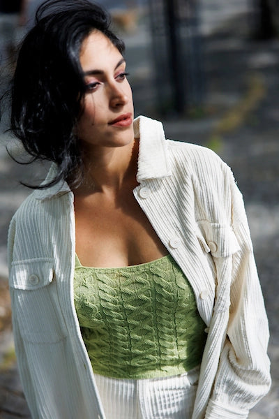 Cable Knit Top Moss